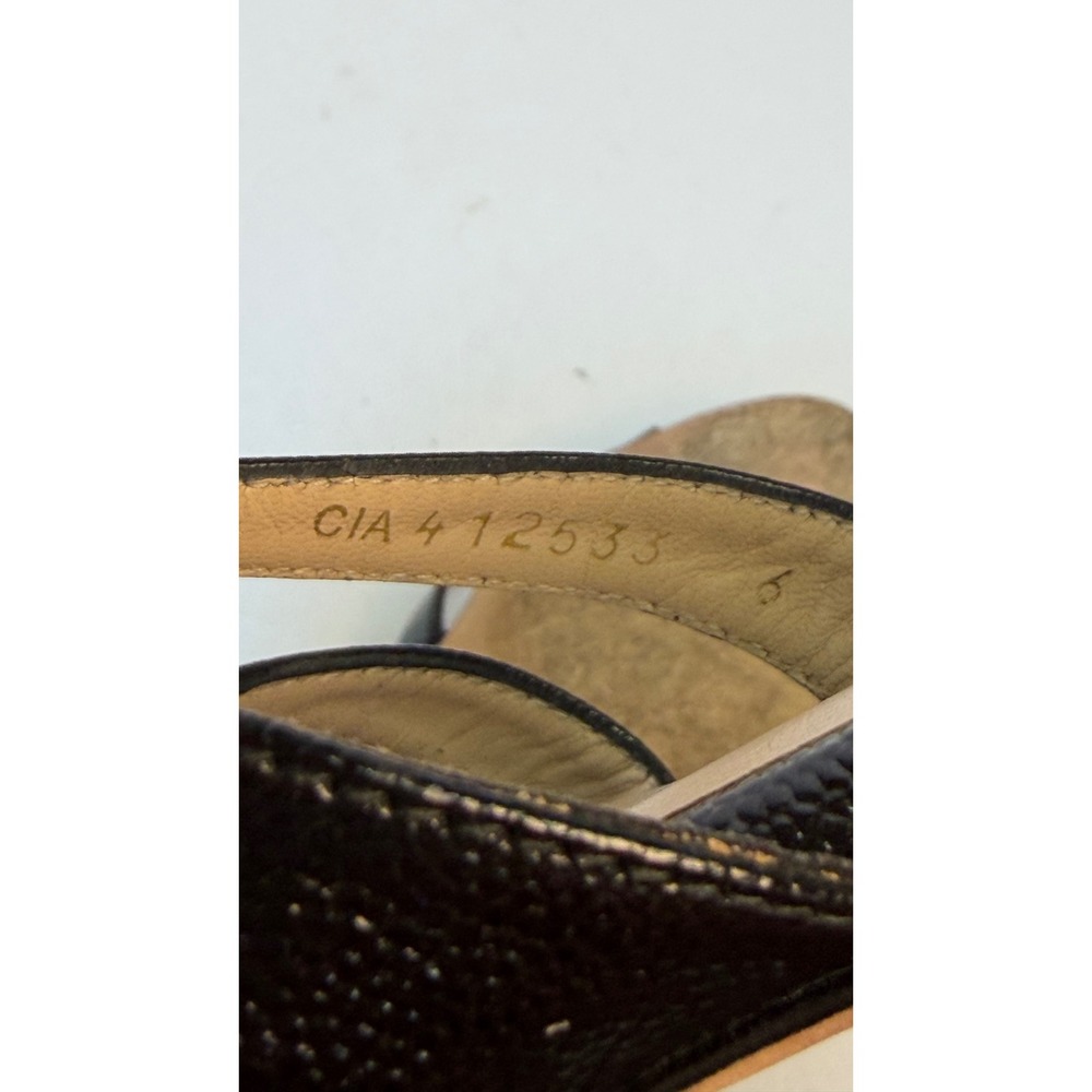 Stuart Weitzman Black Textured Leather Strappy Slide Sandals Made in Spain sz 6 - Picture 8 of 8